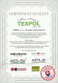 Texpol TOPPER VISCO 5 cm - vrchný matrac z Visco peny 160 x 200 cm, snímateľný poťah