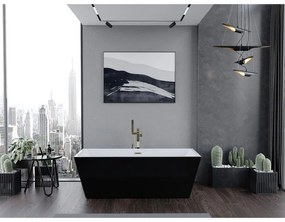 Mexen Lita, voľne stojaca vaňa 170 x 75 cm, biela-čierna, zlatý matný prepad, 52121707575-55