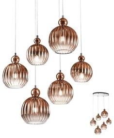 Redo 01-2070 - Luster na lanku PLUMEN 6xE14/42W/230V meď