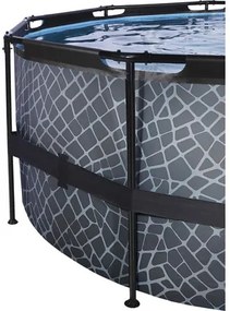 Nadzemný bazén rámový EXIT Stone Pool ø450 x 122 cm design kameň s pieskovou filtráciou a rebríkom