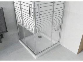 Mexen Rio štvorcový sprchovací kút 80 x 80 cm, 6mm sklo, číre sklo/pásy, chrómový profil + slim sprchová vanička 5cm, 860-080-080-01-20-4010