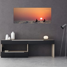 Obraz kanoistov pri západe slnka (120x50 cm)
