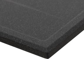 Laveo Megalo, 2-komorový granitový drez 1160x500x185 mm s dlhým odkvapávačom, čierna škvrnitá, LAV-SBE_721T