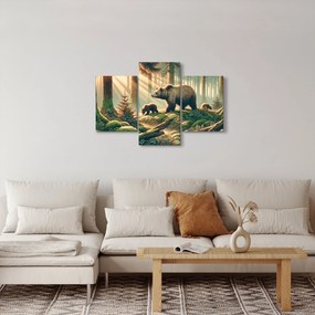 Obraz - Medvede v lese (90x60 cm)