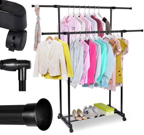 Vešiakový stojan na kolieskach DARA čierny