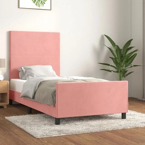 Rám postele s čelom ružový 90x200 cm zamat 3125616