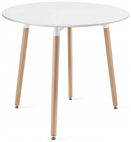 Jedálenský stôl KAMI biely 80 cm so štyrmi stoličkami MARK čierne / hnedé