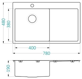 ALVEUS 1124384 - Kuchynský drez QUARTO 78x48 cm satén