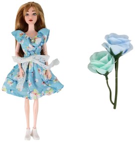 Lean Toys Bábika Emily v modrých šatách s kvetmi