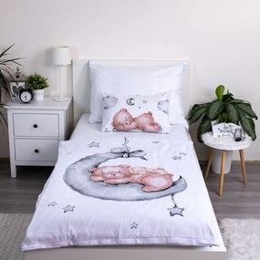 Jerry Fabrics Obliečky do postieľky 100x135 + 40x60 cm - Medvedík "Ribbon"