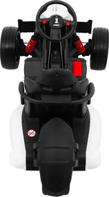 Ramiz Detská motokára na batérie Bolid XR-1 biela + nastaviteľné riadidlá + tvarované sedadlo
