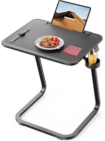 Stolík na raňajky s nastaviteľnou výškou a stojanom na tablety, čierny