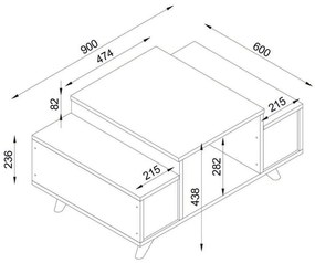 Dizajnový konferenčný stolík Fauci 90 cm biely / orech