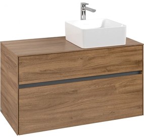 VILLEROY &amp; BOCH Collaro závesná skrinka pod umývadlo na dosku (umývadlo vpravo), 2 zásuvky, 1000 x 500 x 548 mm, Oak Kansas, C04000RH