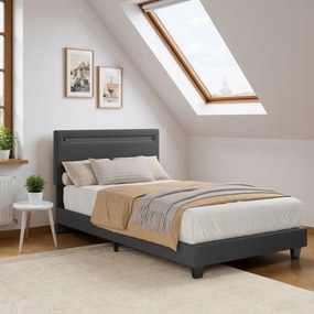 Łóżko tapicerowane 90×200 Bealife so zagłówkiem Szare/Beżowy BF27 jednolôžkové