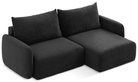 Čierna rozkladacia/s úložným priestorom rohová pohovka (pravý roh) Kalena – Makamii