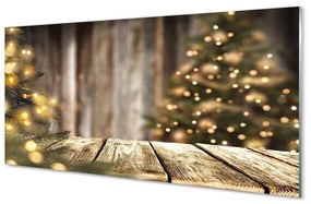 Sklenený obraz Dosky vianočné stromčeky 140x70 cm