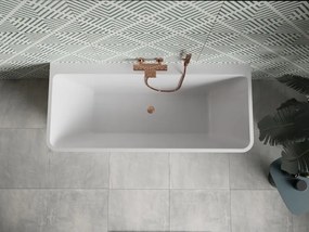 Mexen Volta, voľne stojaca nástenna vaňa 170 x 75 cm, biela, medený prepad, 51131707500-65