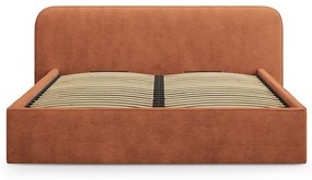 Čalúnená dvojlôžková posteľ s úložným priestorom s roštom 200x200 cm v tehlovej farbe Elizabeth – Micadoni