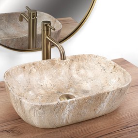 Rea Belinda Savana, umývadlo na dosku 460x330x135 mm, imitácia kameňa, REA-U3323