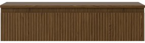 Mexen Rivel, kúpeľňová skrinka 100 cm s hornou časťou, 1 zásuvka, drážkovaná, orech, 91A20-10023-1-BFC86