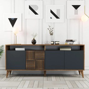 Nízka komoda v dekore orecha v antracitovej a prírodnej farbe 180x79 cm Milan – Kalune Design