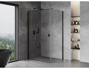 Mexen Mist-B, 1-krídlový výklopný sprchový kút 70 x 75 cm, číre sklo, čierny profil, 8A2T-070-075-70-00