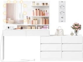 Toaletný stolík so zrkadlom a LED osvetlením RDT140WB01