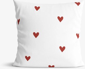 Goldea bavlnená obliečka na vankúš - červené srdiečka na bielom 50 x 70 cm