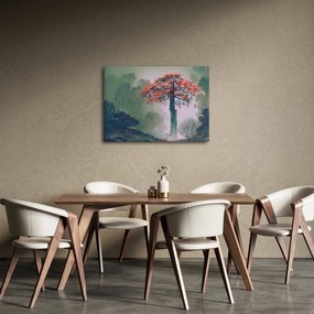 Obraz osamoteného červeného stromu (70x50 cm)