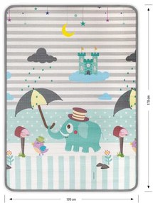 Rolovacia podložka pre deti Kinder 120x178 cm - čísla a sloník