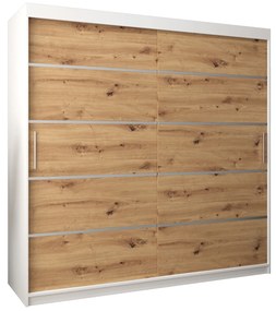Šatníková skriňa 200 cm Verika 1 200 (biela + dub artisan). Akcia -11%. Vlastná spoľahlivá doprava až k Vám domov. 1063729