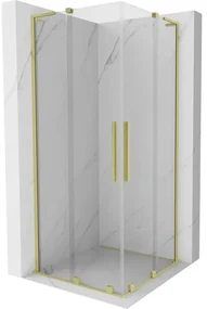 Mexen Velar L Duo, sprchový kút s posuvnými dverami 90 x 90 cm, 8mm číre sklo, zlatá matná, 871-090-090-02-03-55