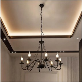 Luster na reťazi MALBO 8xE14/10W/230V čierny