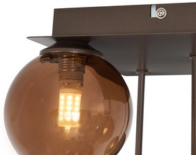 Dizajnové stropné svietidlo bronzové s bronzovým sklom 5-svetiel - Atény