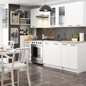 Kuchyňská linka Olivie 2,4 m H720 prosklená bílá/dub sonoma