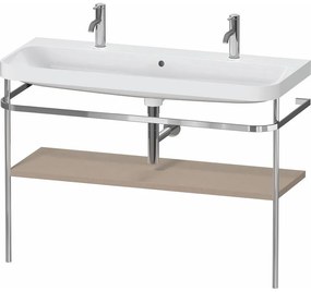 DURAVIT Happy D.2 Plus c-shaped kovový stojací podstavec s nábytkovým umývadlom s dvomi otvormi, 1 polička, 1175 x 490 x 850 mm, chróm/plátno, HP4849O75750000