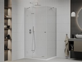 Mexen Roma, sprchovací kút 100 (dvere) x 80 (stena) cm, 6mm číre sklo, chrómový profil + slim sprchová vanička 5cm, 854-100-080-01-00-4010