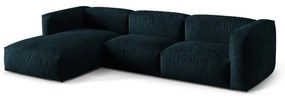 Tmavomodrá zamatová modulárna rohová pohovka (ľavý roh/s leňoškou) Martina – Micadoni