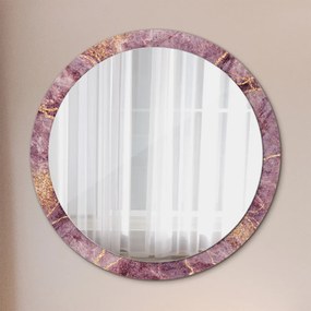 Okrúhle ozdobné zrkadlo na stenu Mramor s pridaním zlata fi 100 cm
