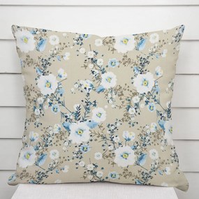 Biante Bavlnená obliečka na vankúš Sandra SA-552 Modré popínavé kvety na béžovom 60 x 60 cm