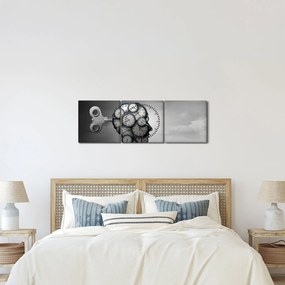 Umelecký obraz hlavy s hodinami (s hodinami) (90x30 cm)