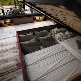 Čalúnená manželská posteľ ALEXA 200x200 s roštom zelená zamatová látka