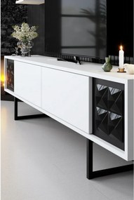 Line Biely a čierny TV stolík s policami