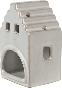 Béžový porcelánový domček svietnik na čajovú sviečku Christmas House S - 7*6*11 cm