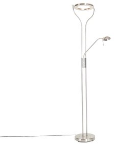 Moderná stojaca lampa oceľ s čítacím ramenom vrátane LED a stmievača - Divo