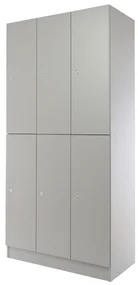Drevená šatníková skrinka Visio LUX - 6 boxov, 90 x 45 x 185 cm, cylindrický zámok, sivá