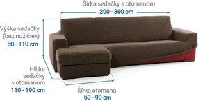 Super strečové poťahy NIAGARA tabaková sedačka s otomanom vľavo (š. 200 - 300 cm)