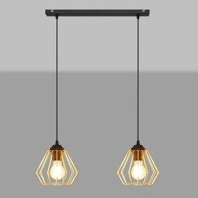 Luster na lanku AGAT 2xE27/15W/230V zlatá/čierna