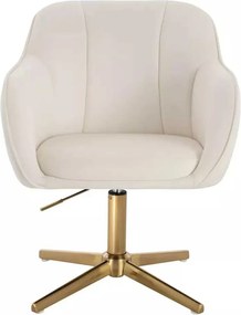 LuxuryForm DESIGN Stolička AVOLA VELUR na zlatom kríži - biela